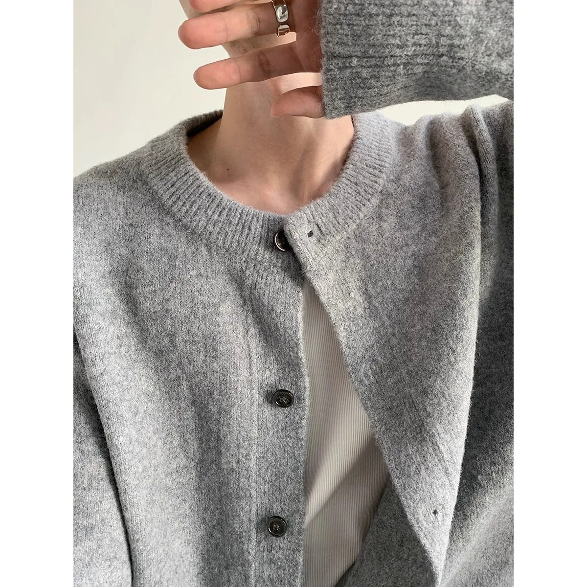 

Мужской вязаный свитер свободного кроя с круглым вырезом, повседневный, больших размеров, 250 Pou, осенне-зимний, открытый кардиган, верхняя одежда для пар