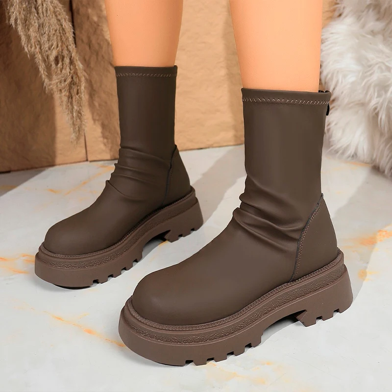 Women’s Ankle Boots Flats Women Shoes Fashion Cozy Sneakers Winter Retro Elegant Woman Boots 2025 Trend Brand Zapatillas Female