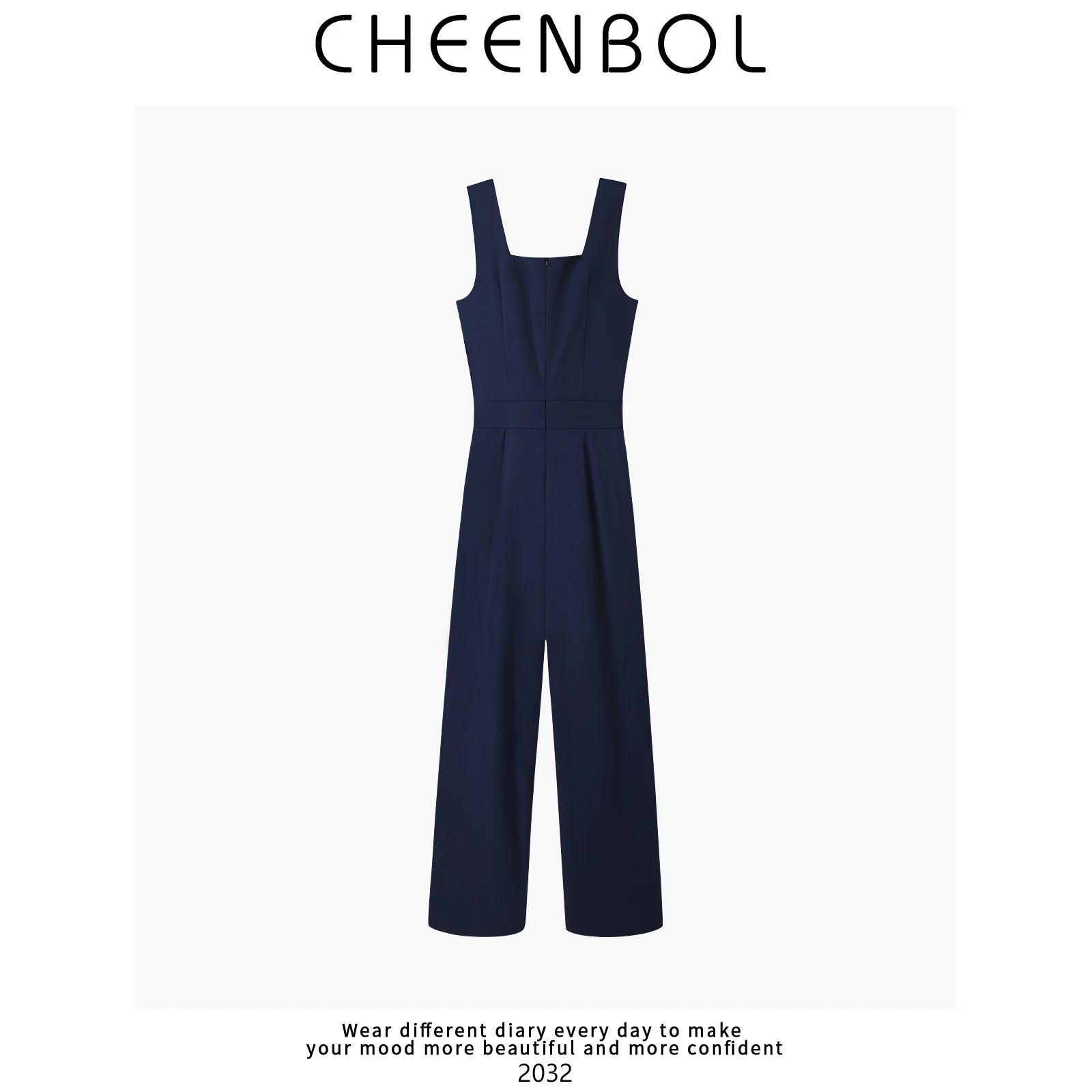 Nieuwe 2032 dames faionable losse wijde pijpen jumpsuit casual rechte broek hoge taille ritssluiting lange broek