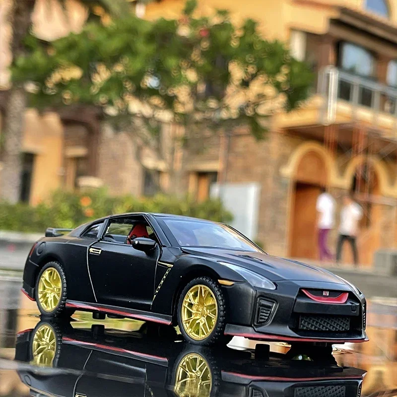 

1:32 Nissan GTR R34 R35 Skyline Ares, спортивный автомобиль из сплава, литой под давлением, имитация металлических игрушечных автомобилей, коллекция детских игрушек в подарок