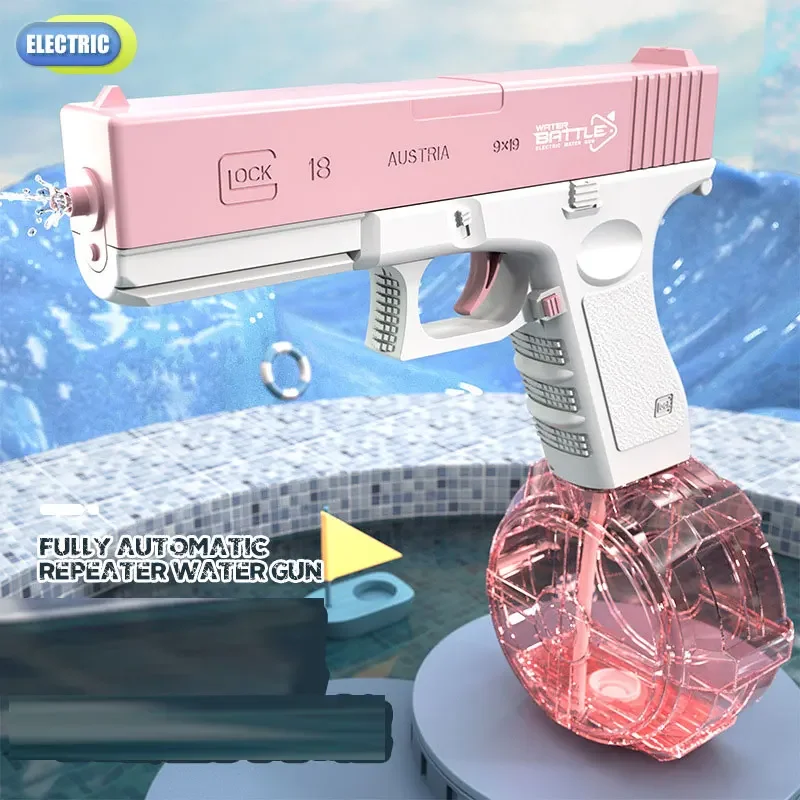 Pistola de agua completamente automática, juguete de verano, pistola eléctrica Glock, juegos de pulverización de agua, juguetes de playa de alta