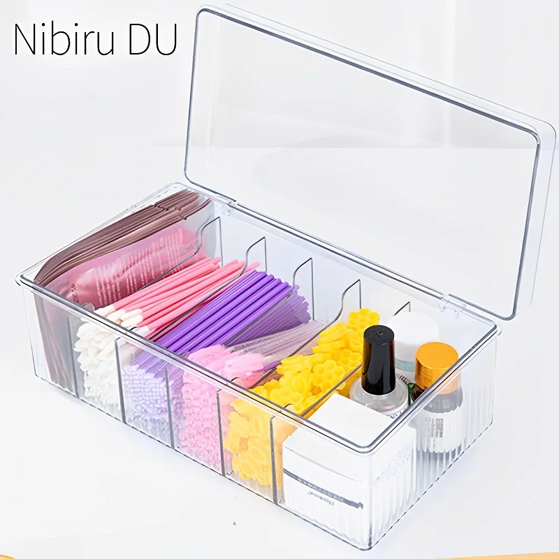 Transparent Acrylic Storage Box with Lid Waterproof Dustproof Jewelry Make Up Organizer Nails Care Tools Container Organization