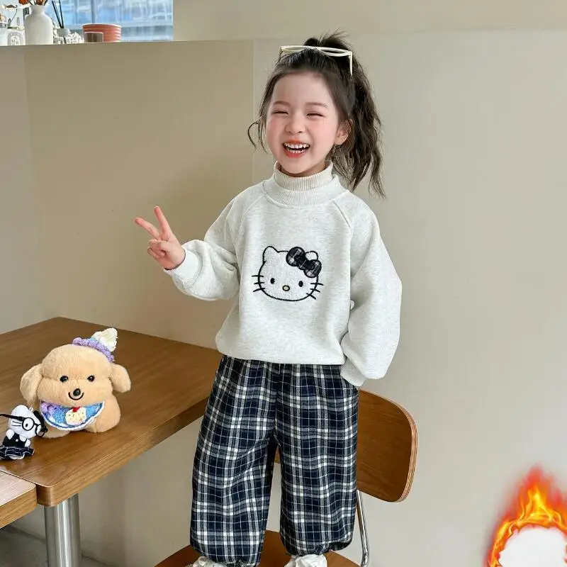 

Kawaii Y2k аниме модный комплект из 2 предметов, детская одежда, топы Sanrio Hello Kitty, детская одежда для мальчиков, осенняя подкладка для девочек с подкладкой