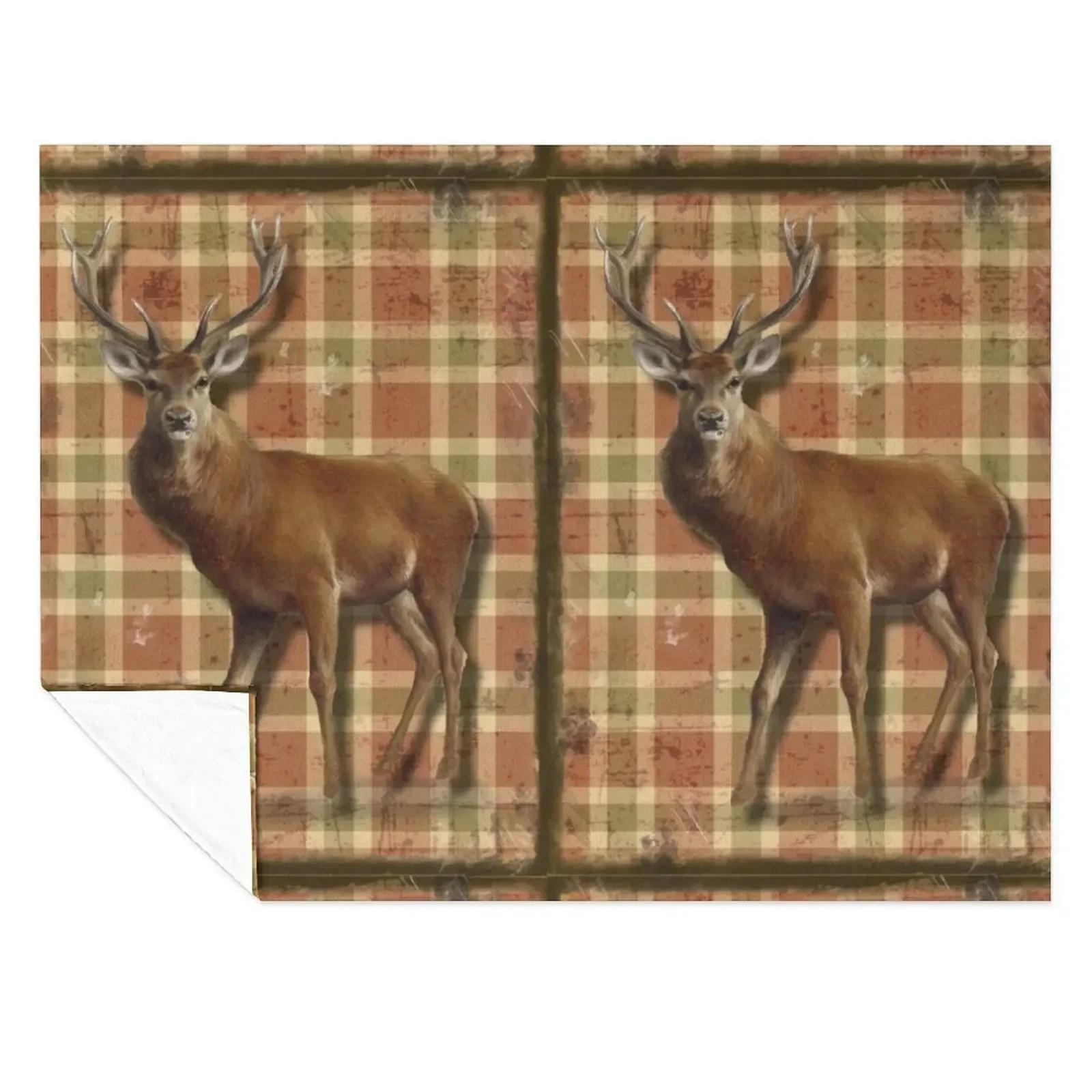 

Majestic Stag on Scottish Tartan. Throw Blanket Sofa Throw halloween Decorative Throw Plaid Blankets