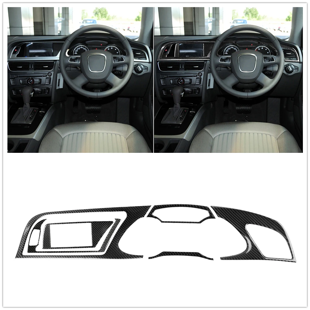 

Carbon Fiber Front Center Console Dash Board Frame Panel Dashboard Trim Sticker Cover For Audi A4 2009-2010 A4L 2009-2012