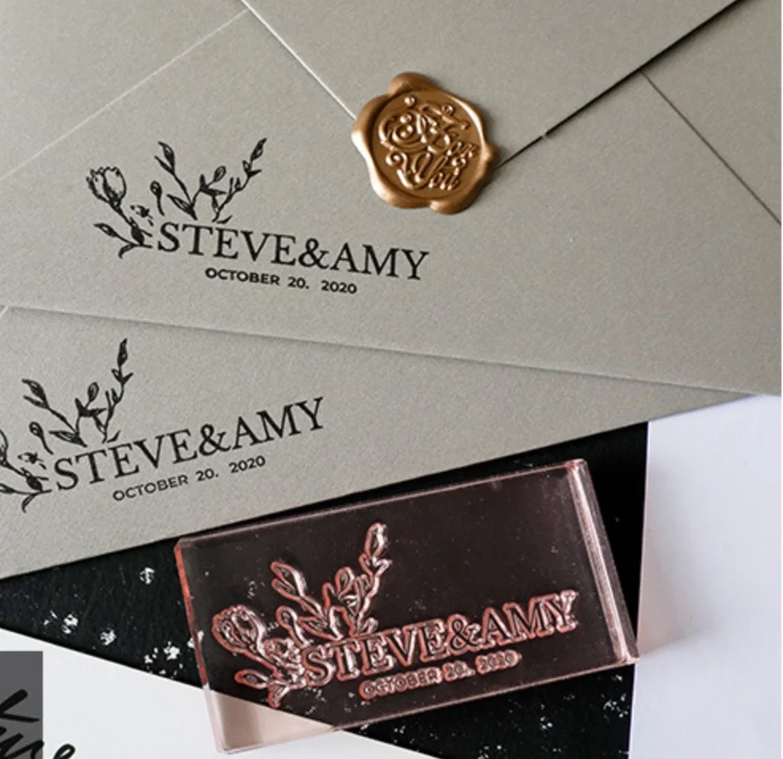 Custom Acrylic Stamp Personalized LOGO Private Branding Inking Seal for Small Business Company Packaging And Book Stamp
