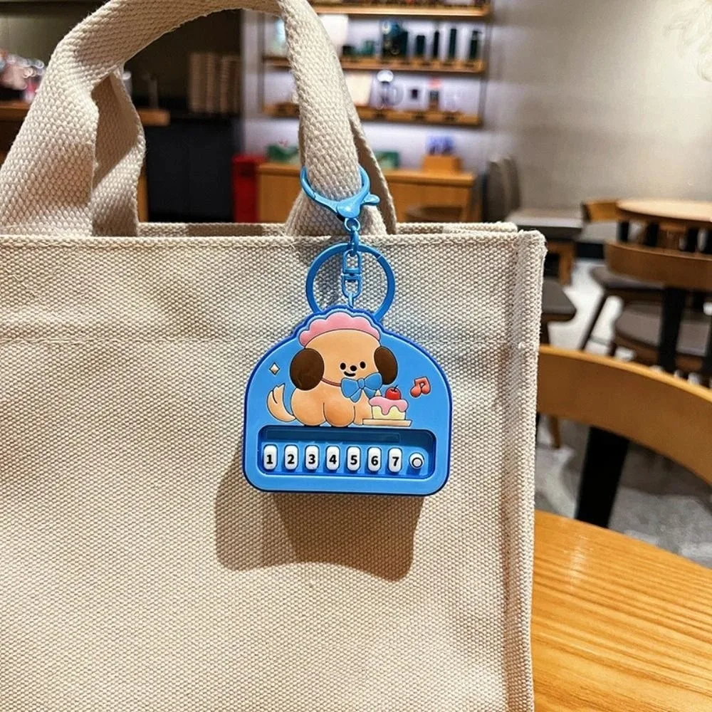 Solid Color Mini Electronic Piano Keychain Dog Cat Mini Piano Key Pendant Vertical Animals Musical Instrument Piano Keyring Kids
