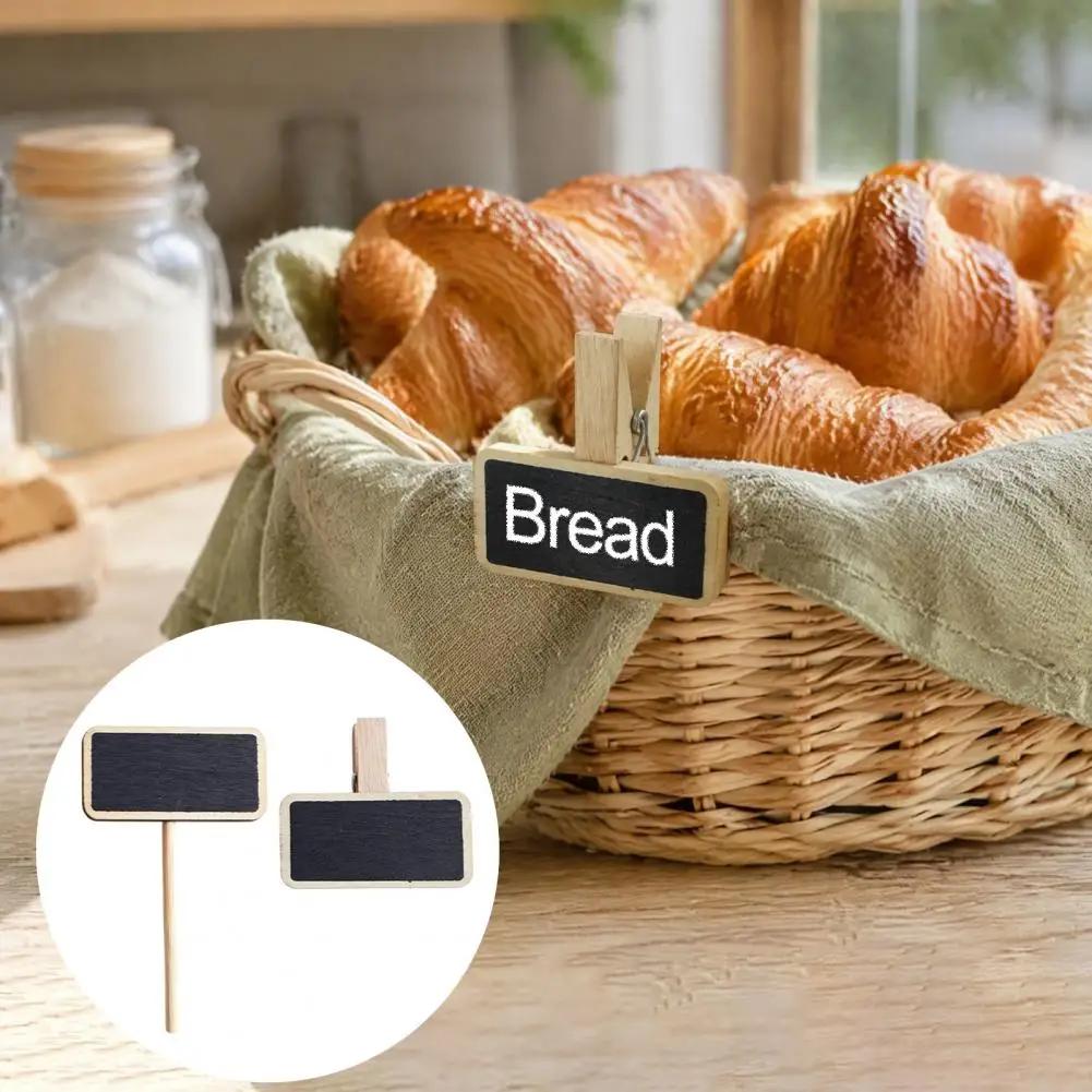 10PCS Mini Blackboard Clips/Signs with Wooden Stands, Reusable Small Log Style Display Clip for Florist Shop Street Stall