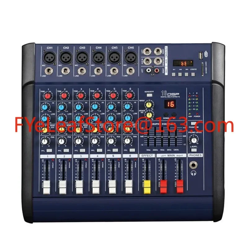 Professional Audio DJ Mixer Sound System M602D 6 Channel Amplifier USB 48v Phantom Power Digital Mixer Console Metal