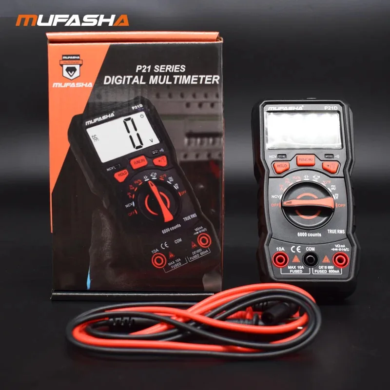 MUFASHA TRUE RMS Multimeter AC/DC Flashlight Digital 6000 COUNTS NCV Smart High Precision