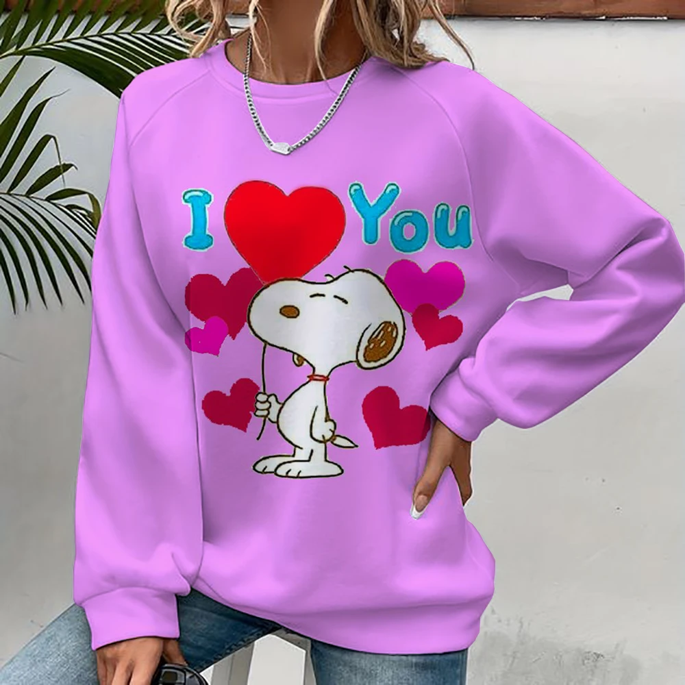 Woman\'s Hoodie New Autumn/Winter Fashion Y2K Snoopy cartoon print Sweatshirts Round Neck Coat Loose Long Sleeve Hatless Hoodie