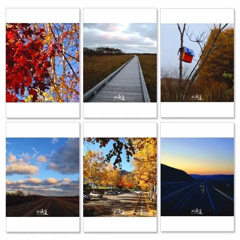 Hokkaido City Landscape Series Postal Cards, Decoração de Natal, Cartão de Desejo, Cartão da Mensagem, Presente, 6 Folhas por Lote