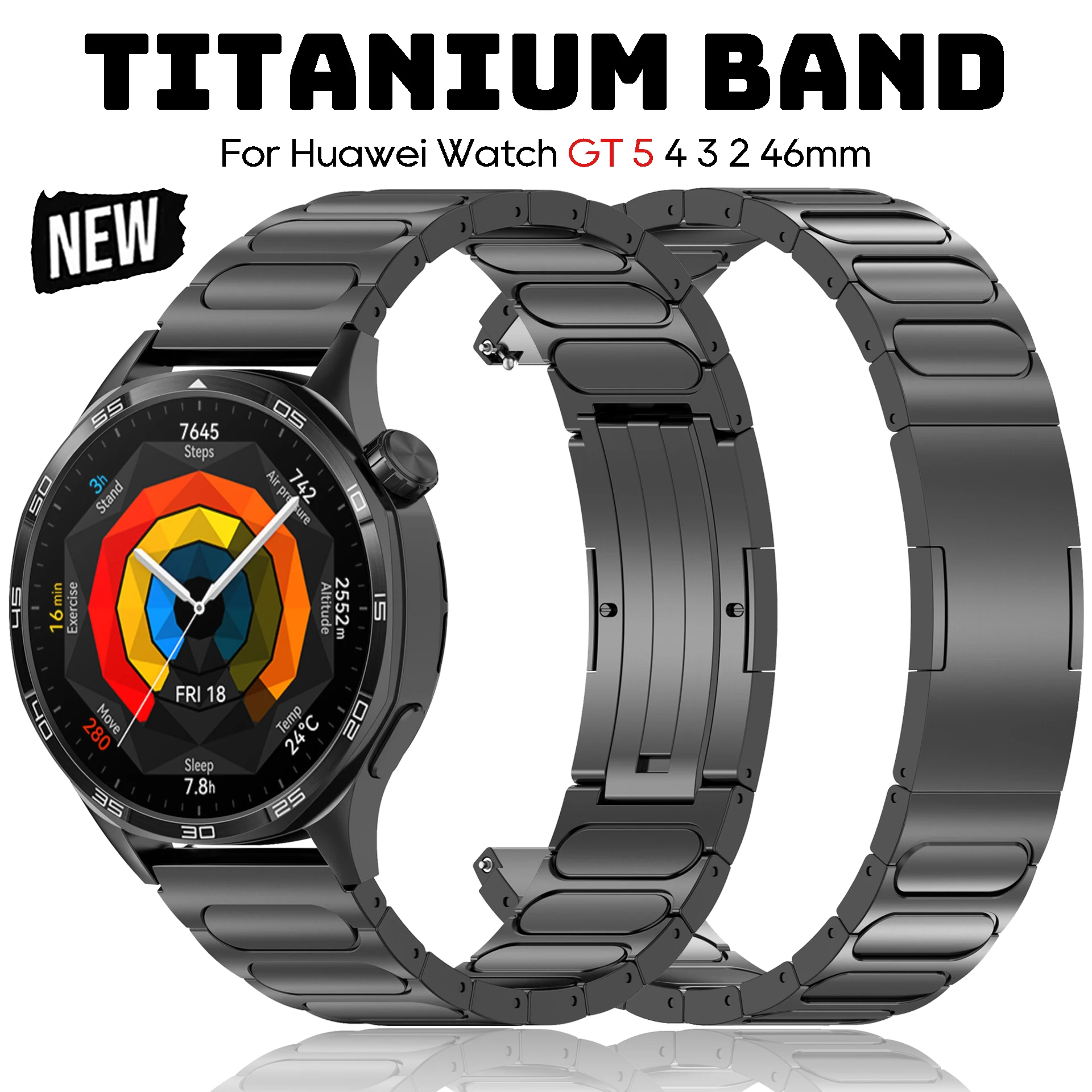 

22mm Luxury Titanium Strap for Huawei Watch GT 5 4 3 2 46mm Men Band for Amazfit T-REX 3 Balance Falcon Garmin Venu 3 Bracelet