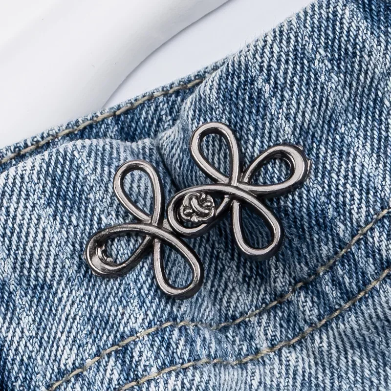 Kleeblatt-Taillenknopfverschluss, verstellbare Metall-Jeansknöpfe – Spanner für lockere Jeans, sofort anwendbar ohne Nähen für Denim-Hosen – Detail 9