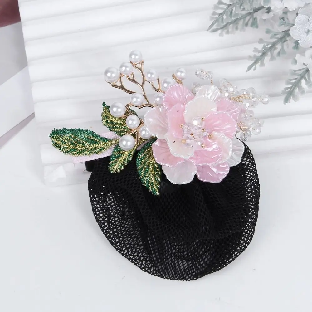 

Korean Style Flower Snood Spring Clip Hairgrips Cover Net Ponytail Clip Pearls Crochet Bun Net Hair Clip Bun Snood Lace Hair Net