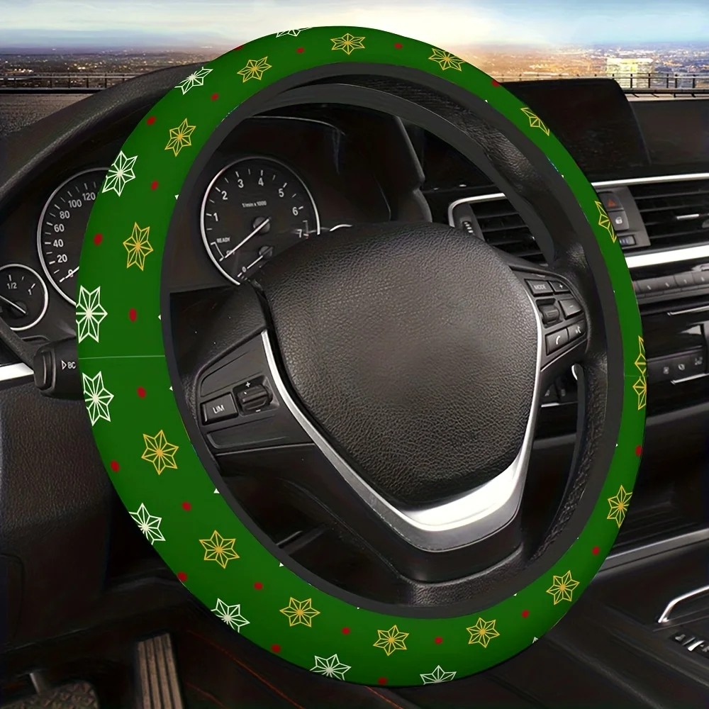 Car Steering Wheel Cover Featuring An Alternating Design of Golden and Patterns with Red Dots Interior Decoration