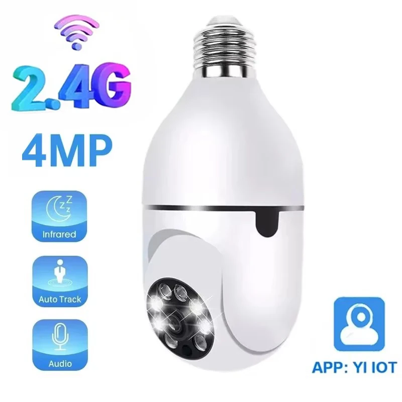 

HONTUSEC YI IOT 2.4G 4MP Wifi Bulb Camera Color Night Vision Security Camera Two Way Audio Auto Tracking PTZ Baby Monitor