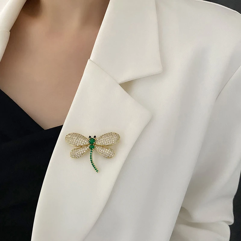 Dragonfly Themed Fashion Enamel Crystal Rhinestones Brooch Pin for Women Jewelry Clothes Dress Scarf Decoration