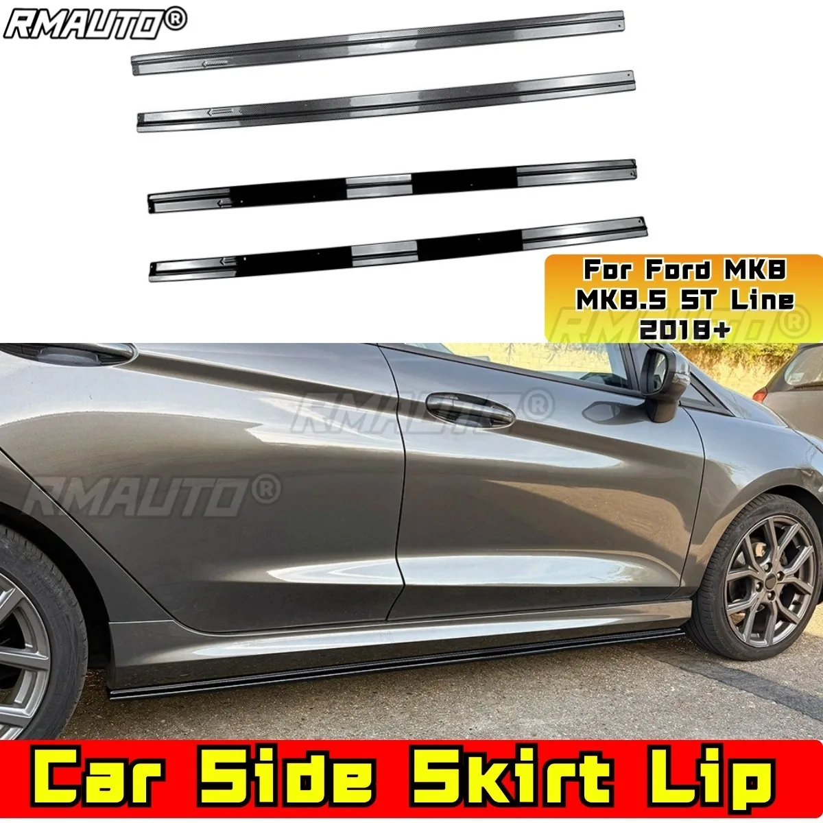 

For Ford MK8 MK8.5 ST Line 2018+ Exterior Accessories Car Front Bumper Lip Extension Splitter Diffuser Guard Apron Body Kit