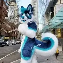 White Blue Fursuit Husky Fox Dog Mascot Costume Halloween Christmas Fancy Party Animal Cartoon Character Outfit Suit