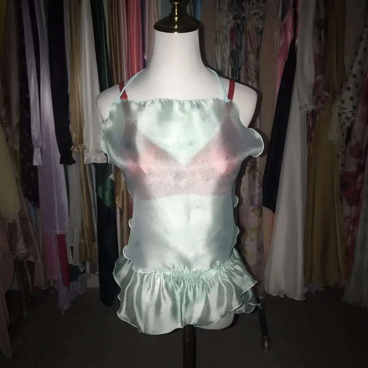 Summer Satin Glossy Women Set Shorts Home See Through Thin Plus Size Casual Sleeping Bottoms