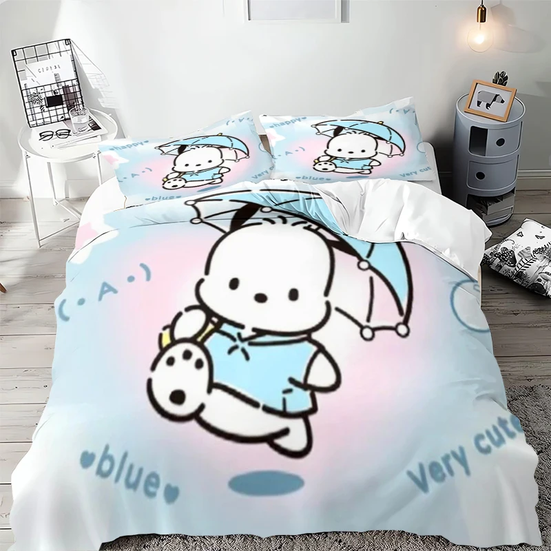 Duvet Cover Pochacco Bedding Set 3D Printing Cartoon Anime Pattern Children Gift Microfiber