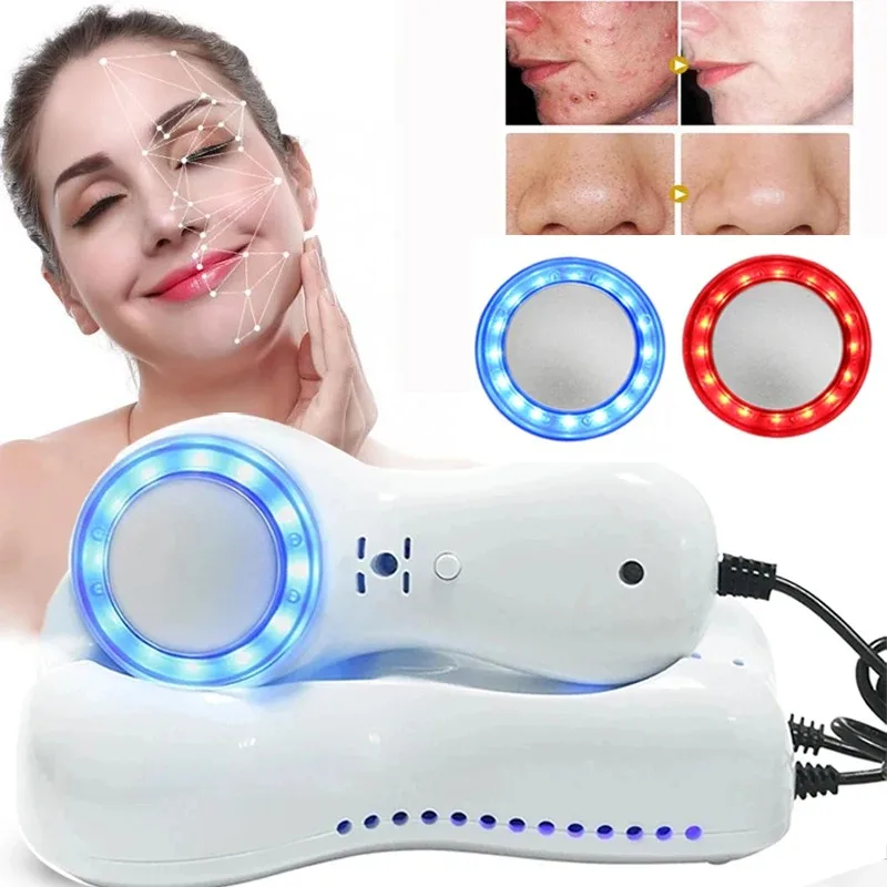New Red Blue Light Therapy Hot Cold Hammer Facial Skin Massage Lifting Tighten Machine Skin Care Massage Beauty Tools