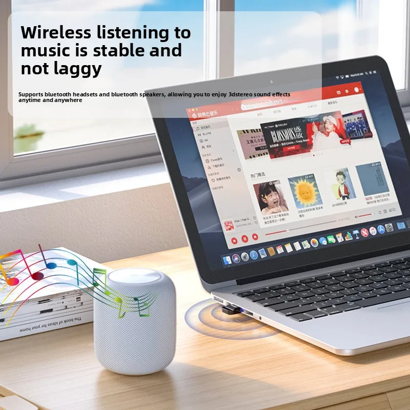 Adaptador USB Bluetooth 5.3, Plug and Play, Modo Dual, para PC Desktop Laptop, Transferência de Música de Áudio, Venda Quente