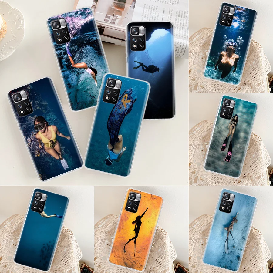 Scuba Diving Phone Case For Xiaomi Redmi Note 13 Pro 5G 10 10A 10C 12 12C 9 9A 9C 9T 8 8A 7 7A 6 Pro S2 6A K40 K20 Cover Coque T