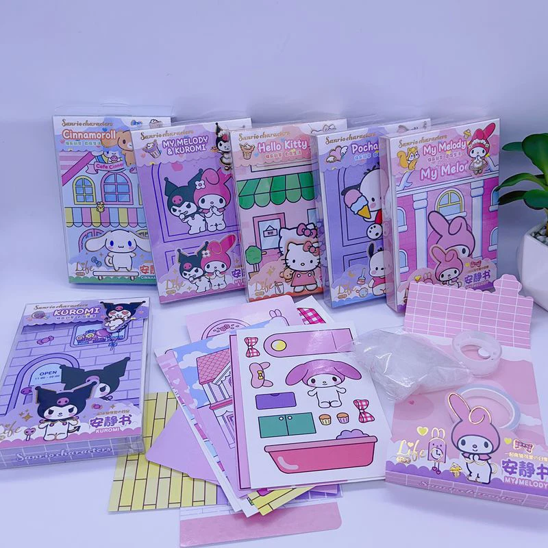 Pochacco Kulomi Quiet Book Cute Anime My Melody Cartoon Hello Kitty Sticker Games Funny Gift Decompress DIY Kids Toys