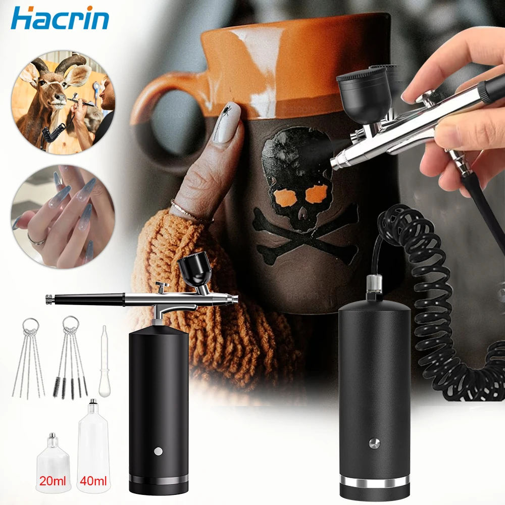 Airbrush Nail With Compressor Portable Air Brush For Nails Art Paint Painting Cake Mini Wireless Nails  Spray Gun Compressor Kit