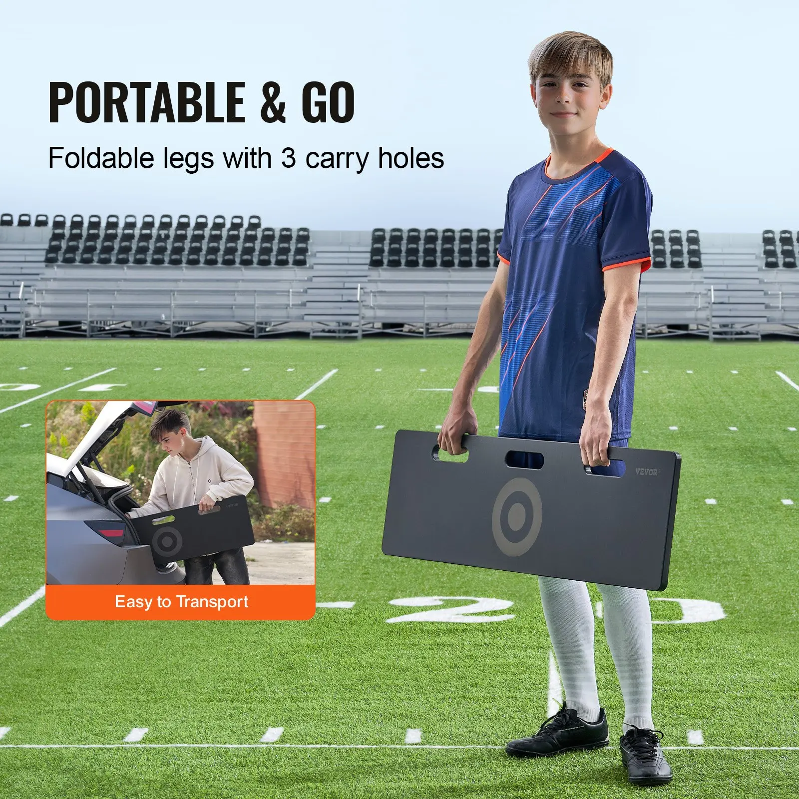 

Soccer Rebounder Board, 40"X12" Portable Soccer Wall With 2 Angles Rebound, Foldable HDPE Kickback Rebound Board, Soccer