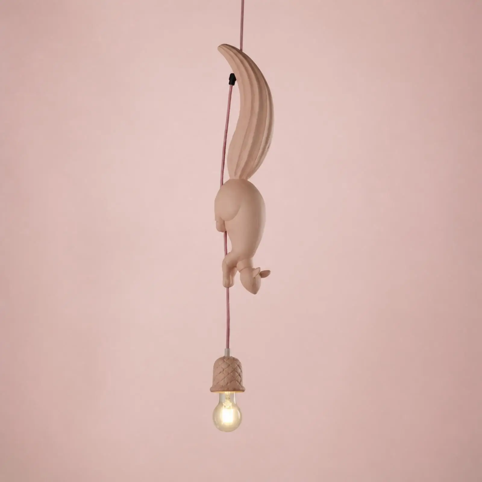 Nordic Style Squirrel Pendant Light | Textured Scale Lampshade, Resin Pendant Light with LED Bulb, for Children's Room