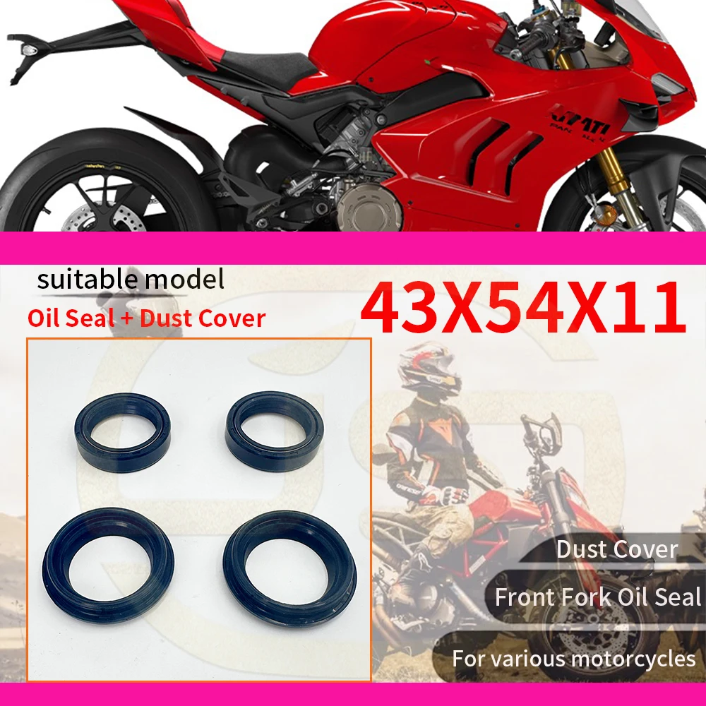 Retén de aceite y cubierta antipolvo para horquilla delantera 41x54x11 33x46x11 37x50x11 41x53x8 aplicable a múltiples retenes de aceite de motocicleta, compatible con DU CA/TI