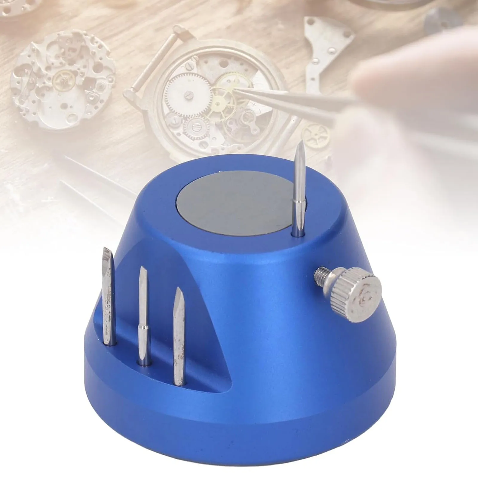 Watch Strap Pin Remover Kit with 4 Pins and Base Stand, Ergonomic Alloy Steel Tool for Bracelet Link Removal and Repair