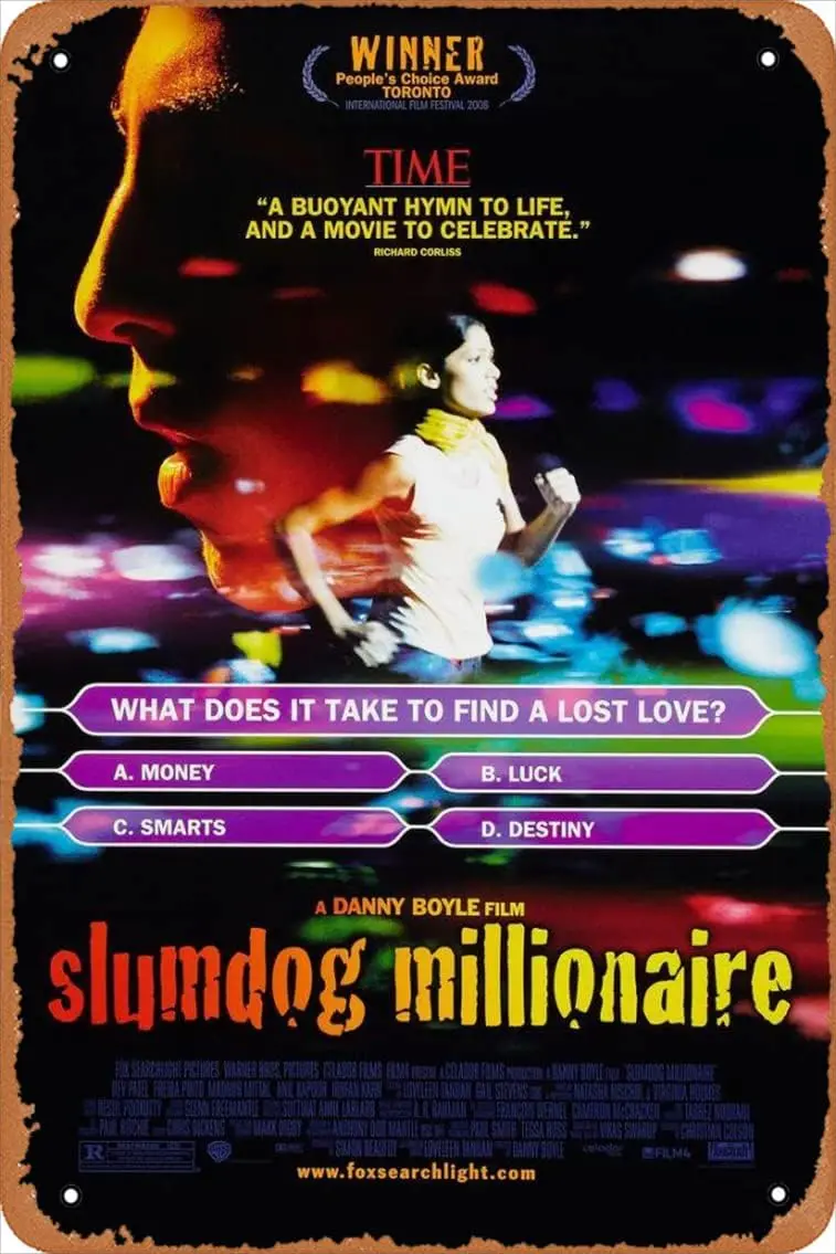 Плакат фильма Slumdog, 2 Ретро металлический жестяной знак 8x12 дюймов