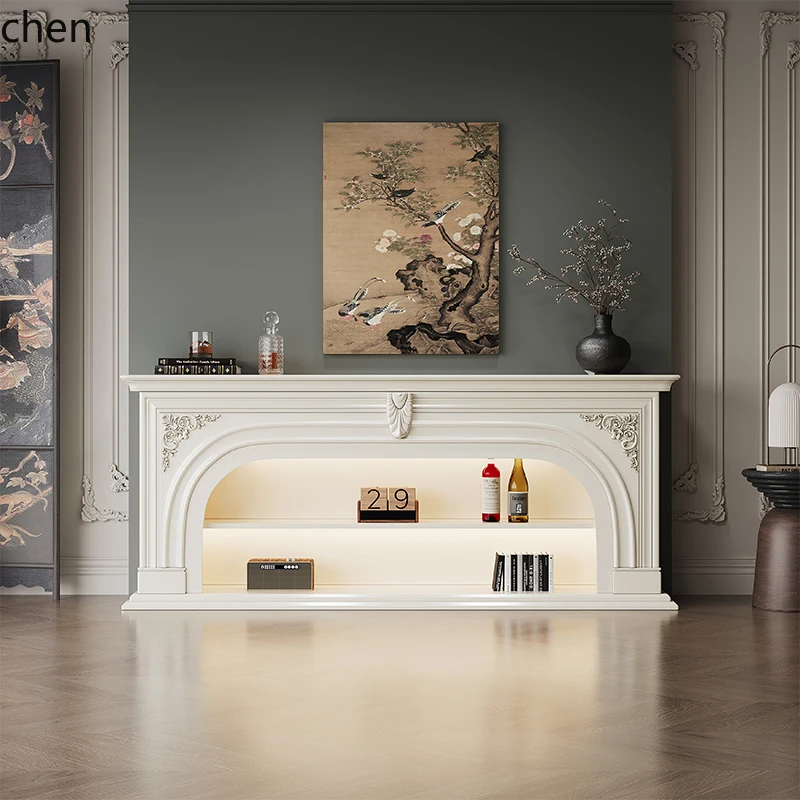 CZ solid wood fireplace decorative cabinet rural retro living room home fireplace entrance cabinet