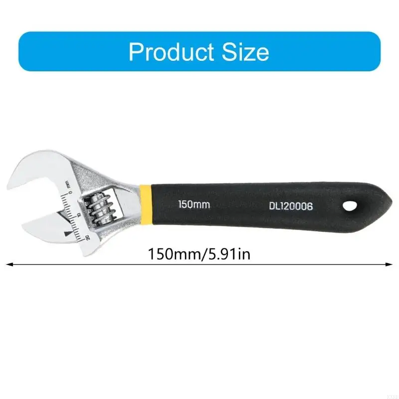 20mm Wide Opening Jaw 6inch Adjustable Wrench for Home, Garage, Workshop KXRE