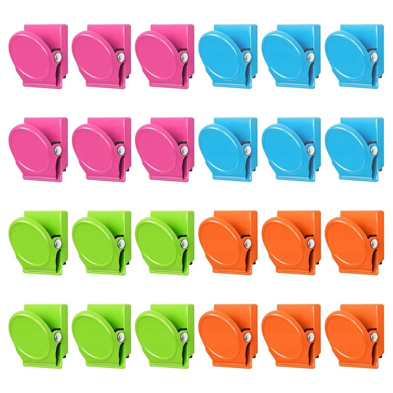 EF-Magnetic Clips, 24 Pcs Fridge Magnet Whiteboard Magnets, Metal Clips Refrigerator Magnets, Magnet Clips