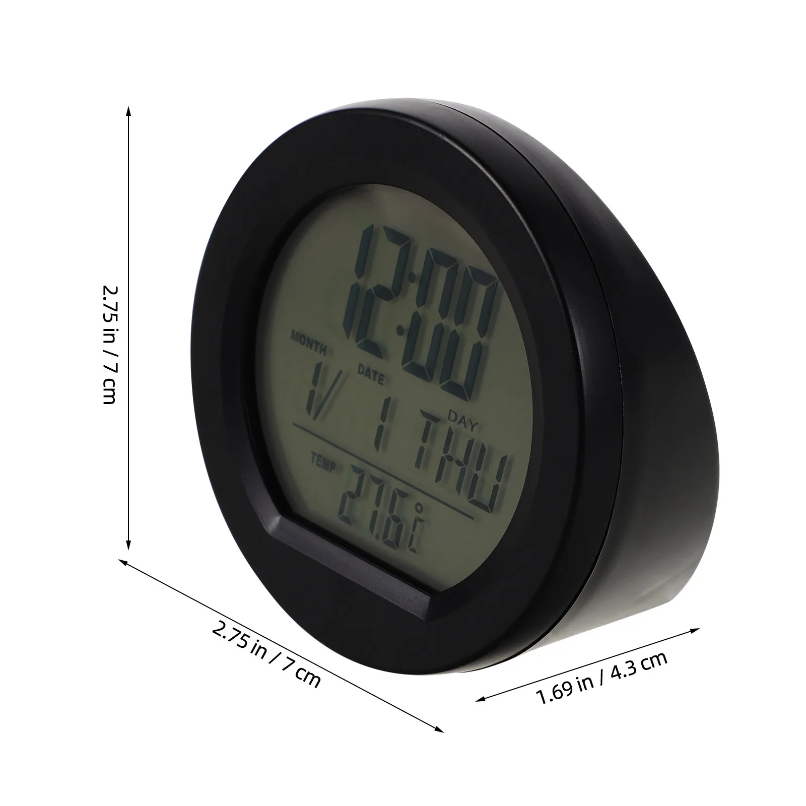 Solar Powered Digital Clock for Car Dashboard Time Date Temperature Display Automatic Charging Sleek Design Vehicle Interior