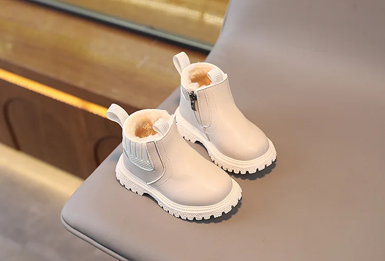 Herbst-Winter Baby Kinder Kurze Stiefel Warme Jungen Mädchen Schuhe PU-Leder Kinderstiefel Modische Kleinkindstiefel Kinder Schneeschuhe – Detail 8