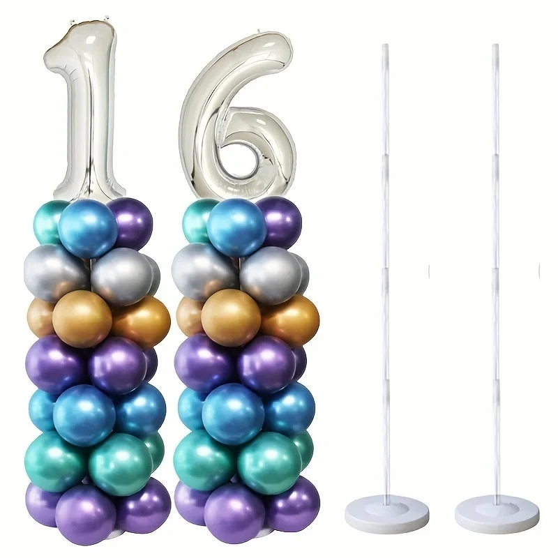 Kit de columna de globos de cumpleaños, soporte de arco de globos transparente con Base y poste, artículos de decoración de boda del Día de San Valentín, 1/2set