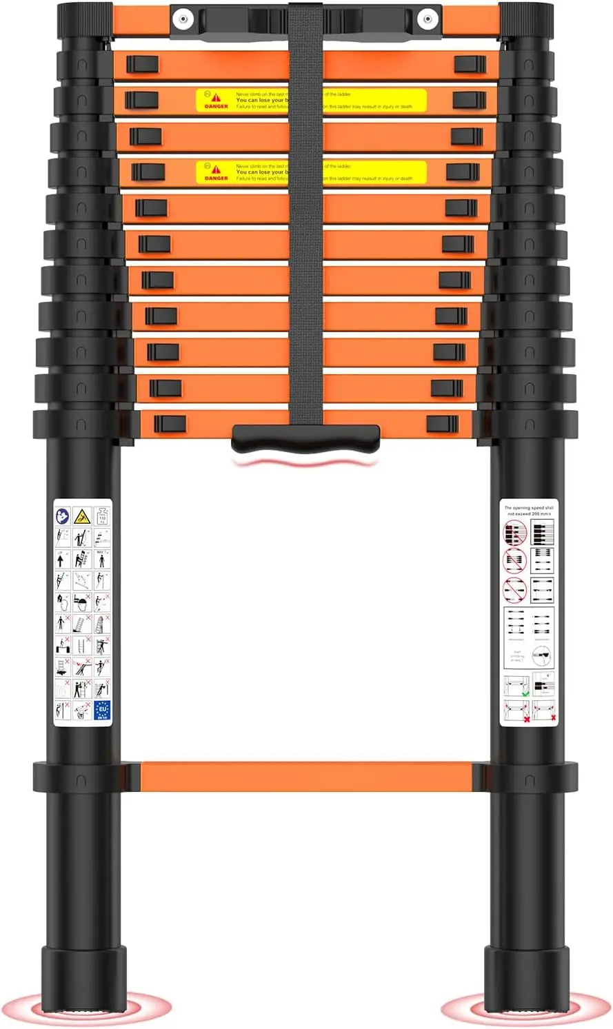 Telescoping Ladder,12.5 FT Extension Ladder, Heavy Duty 330lbs Max Capacity, Multi-Purpose Collapsible Ladder for RV or Outdoor