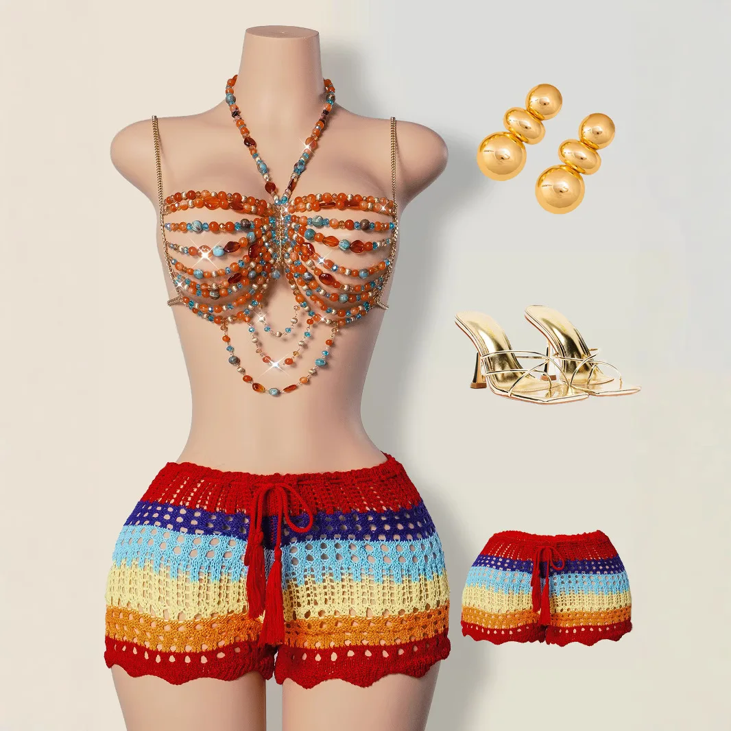 

Новая цепочка для тела с жемчужной бахромой, ожерелье, верхняя одежда, модный декоративный ремешок на груди B24024, летнее волокно Vaion Sle из полиэфирного волокна