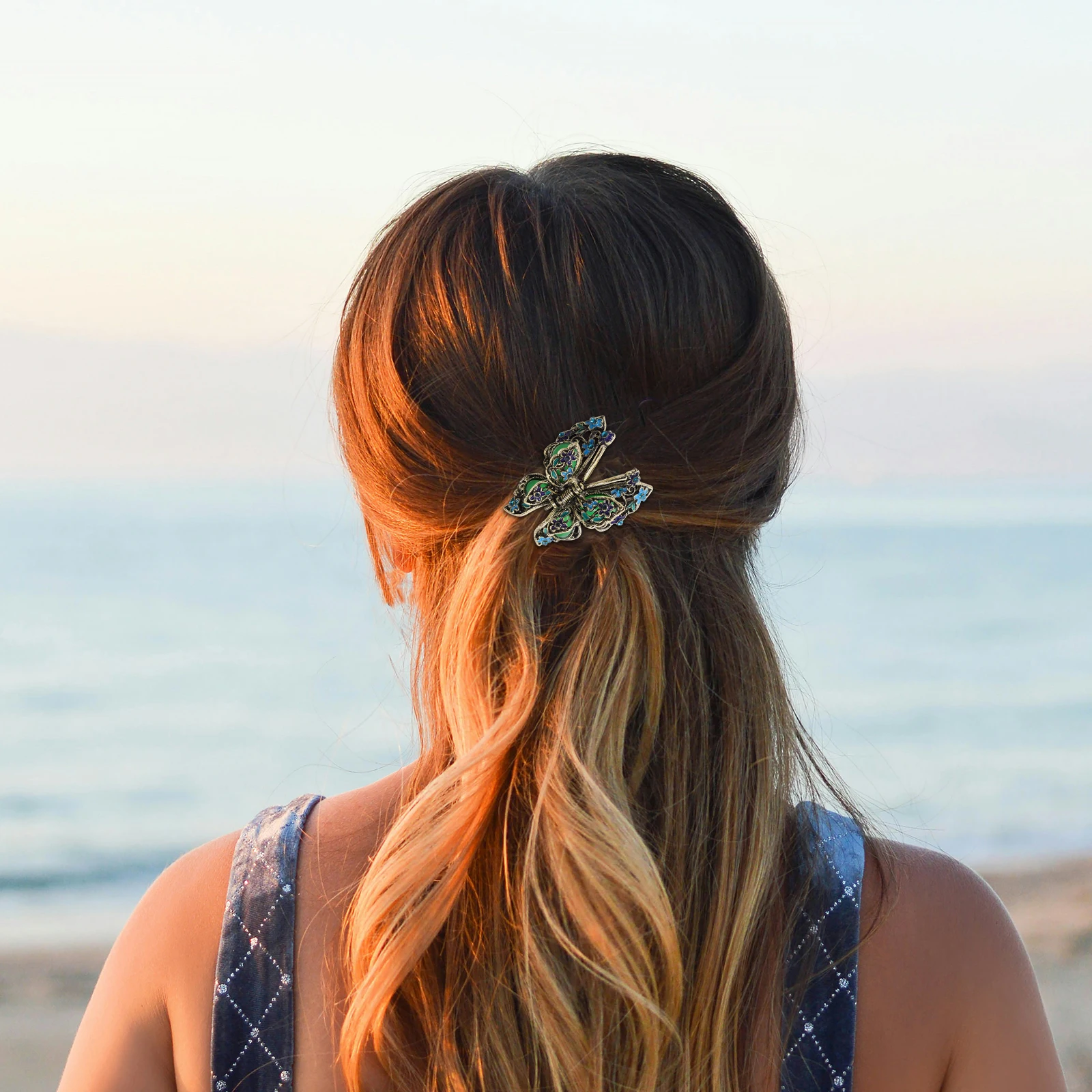 

Bride Claw Hair Clip Chinese Accessories for Girls Japanese Style Fan Vintage Alloy Asian Flower Clips Chignon Pin