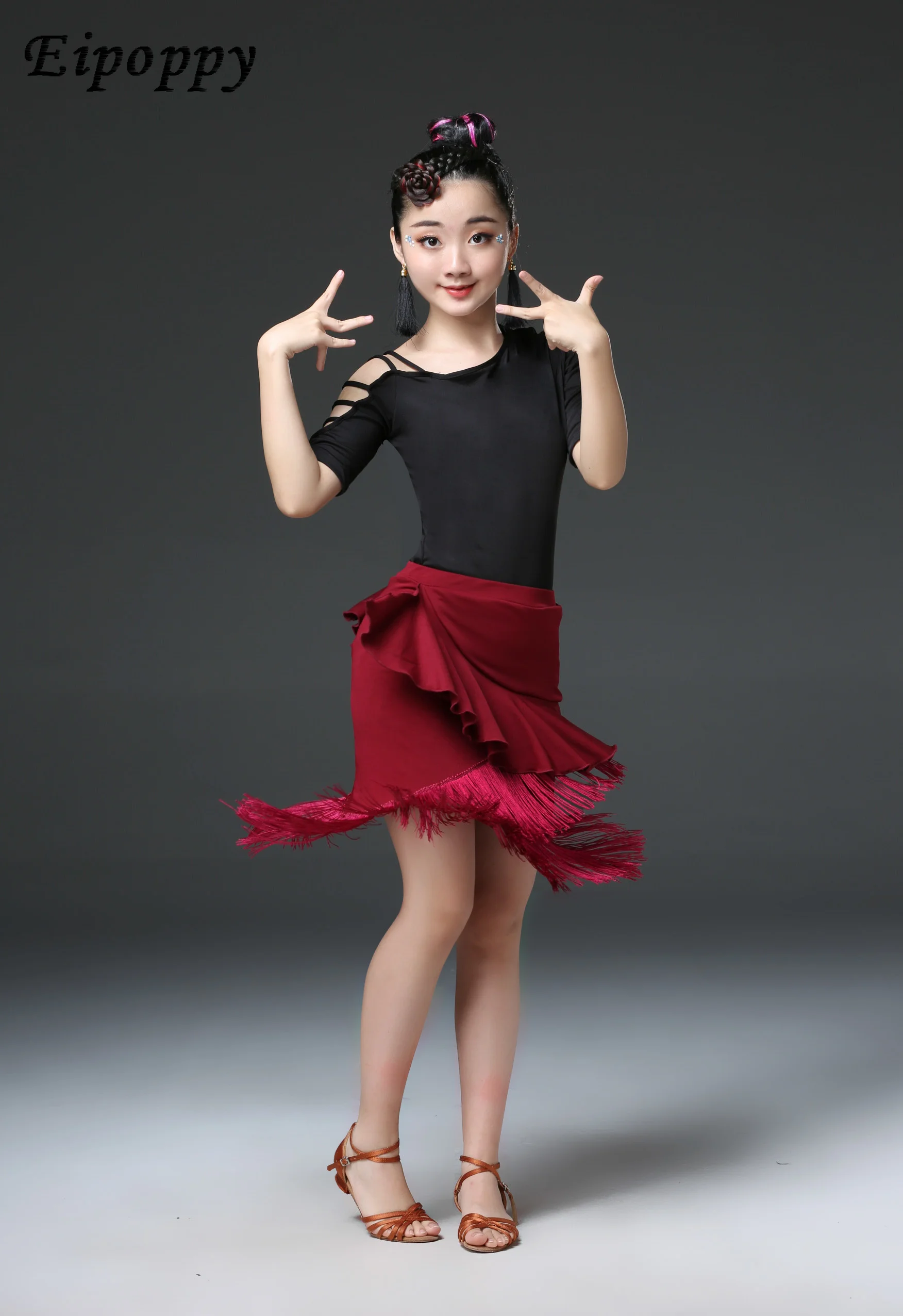 زي أداء الرقص اللاتيني للفتيات ، ملابس التمارين