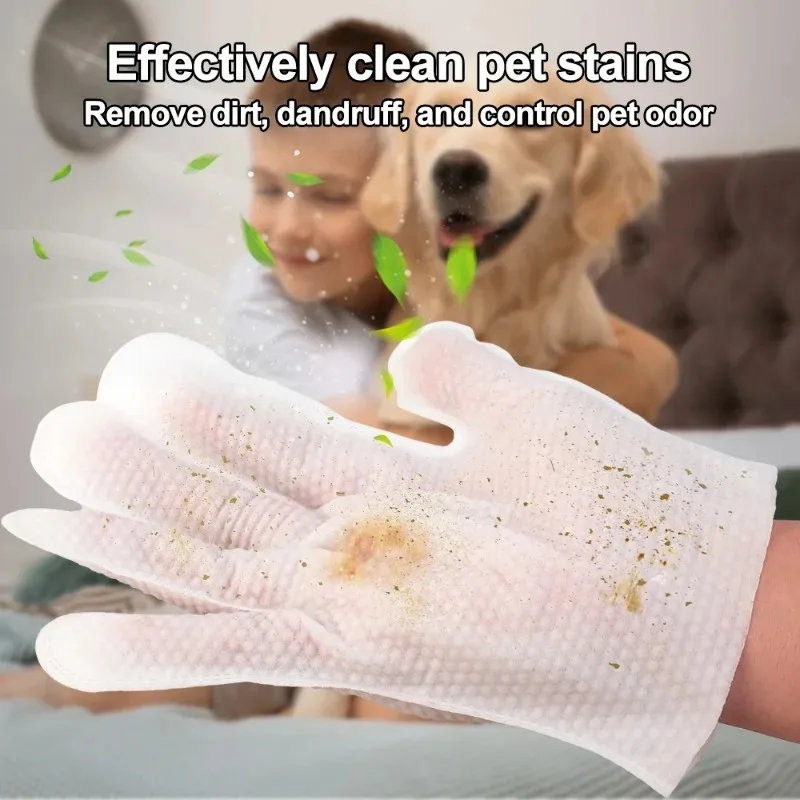 6/12/30pcsCat/Dog Disposable Glove Towels Pet Wash Free Glove No Rinse Washing Gloves Towels Deodorizing Dry Cleaning Wet Towels view 5