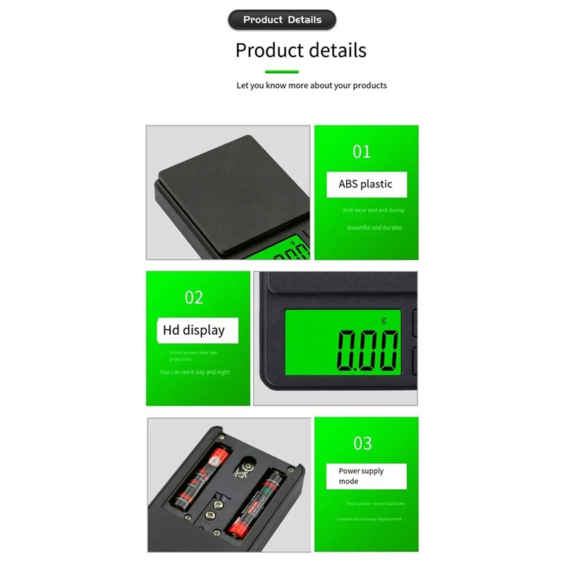 1 PCS Mini Jewelry Scale 0.01 Electronic Scale Jewelry Scale Black High Precision Digital Pocket Scale 7 Unit Tare Weight