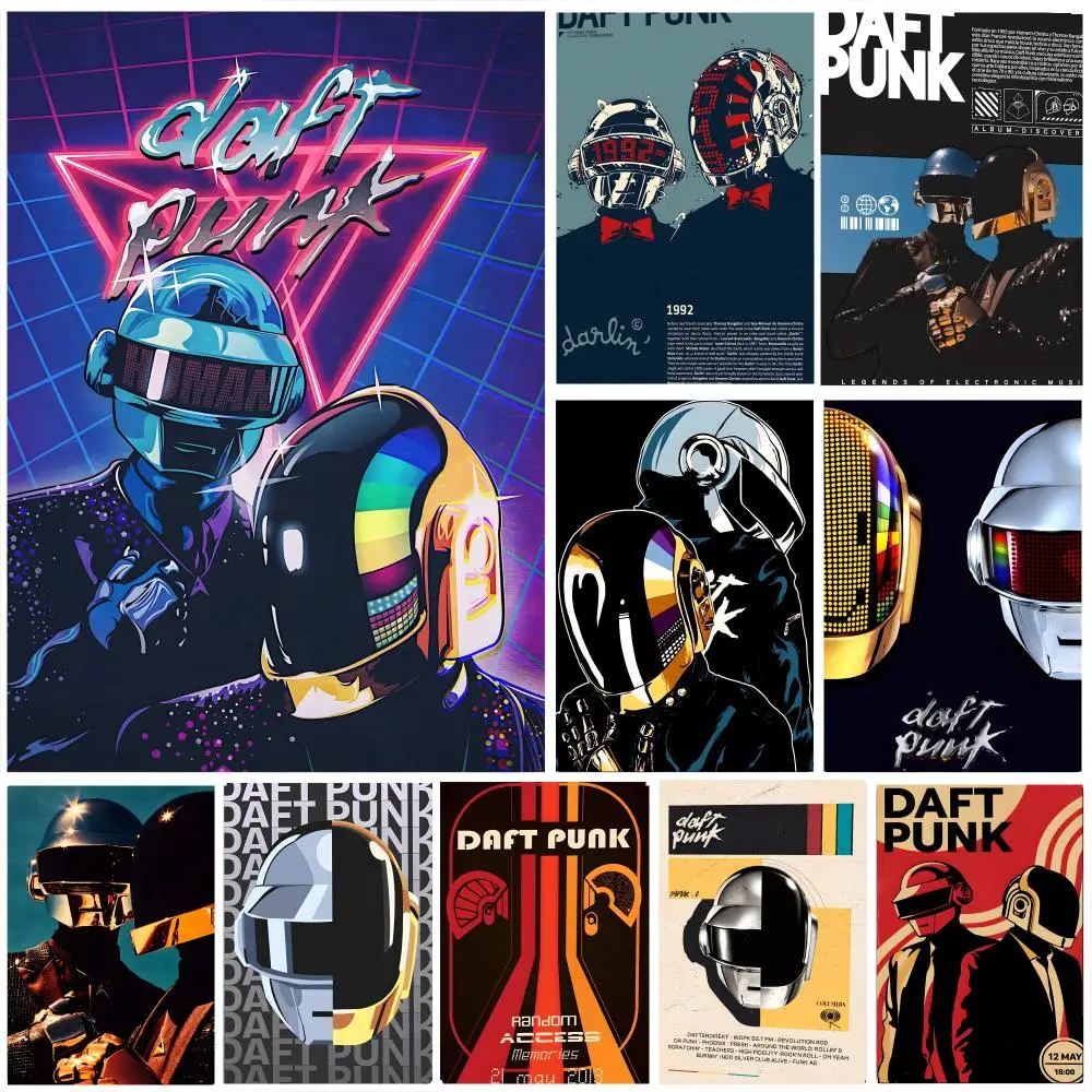 D-Daft Punk Poster Self-adhesive Art Waterproof Paper Sticker Coffee House Bar Room Wall Decor