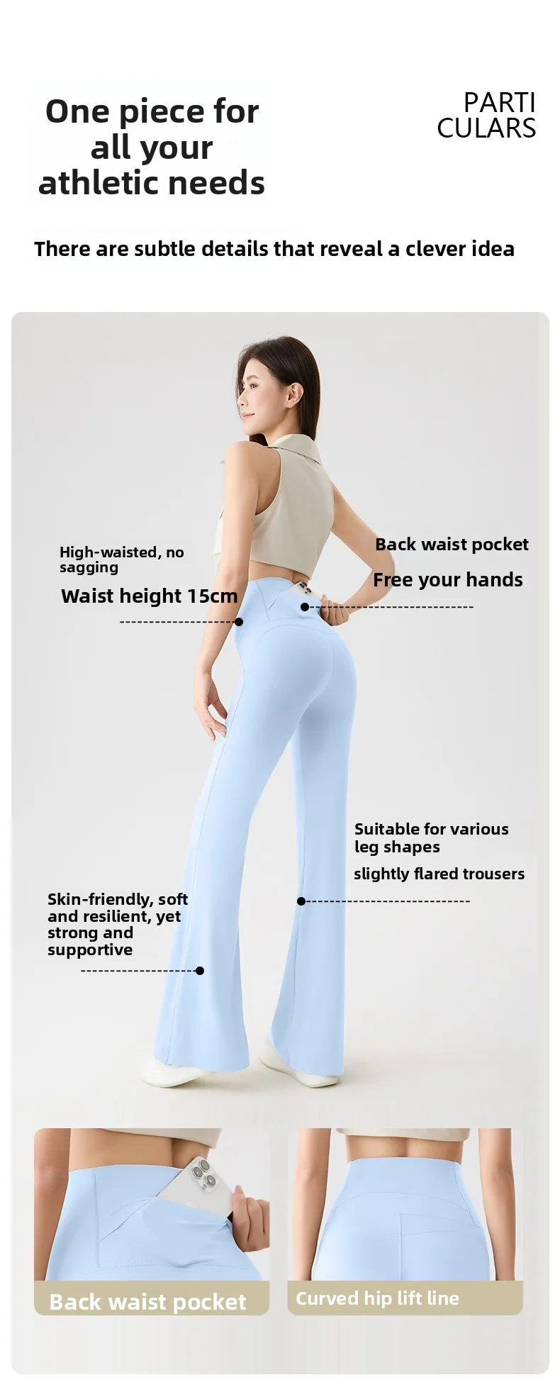 Women Bootcut Shark Yoga Flare Pants With Back Waist Pocket Fitness Workout Leggings Casual Sports Long Pants High Waist Trouser